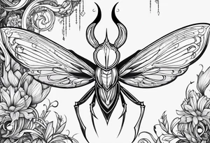 The Mantis Lords from Hollow Knight, no background, just linework tattoo idea