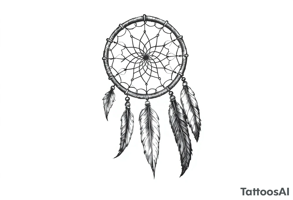 dreamcatcher with feathers for the memory of my grandma, slim tattoo idea