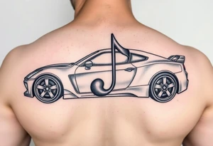 Car turbo turned into a music note tattoo idea