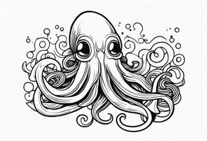 Fear of the deep squid body ink
lowbrow art tattoo idea