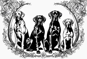 4 Great Danes together tattoo idea