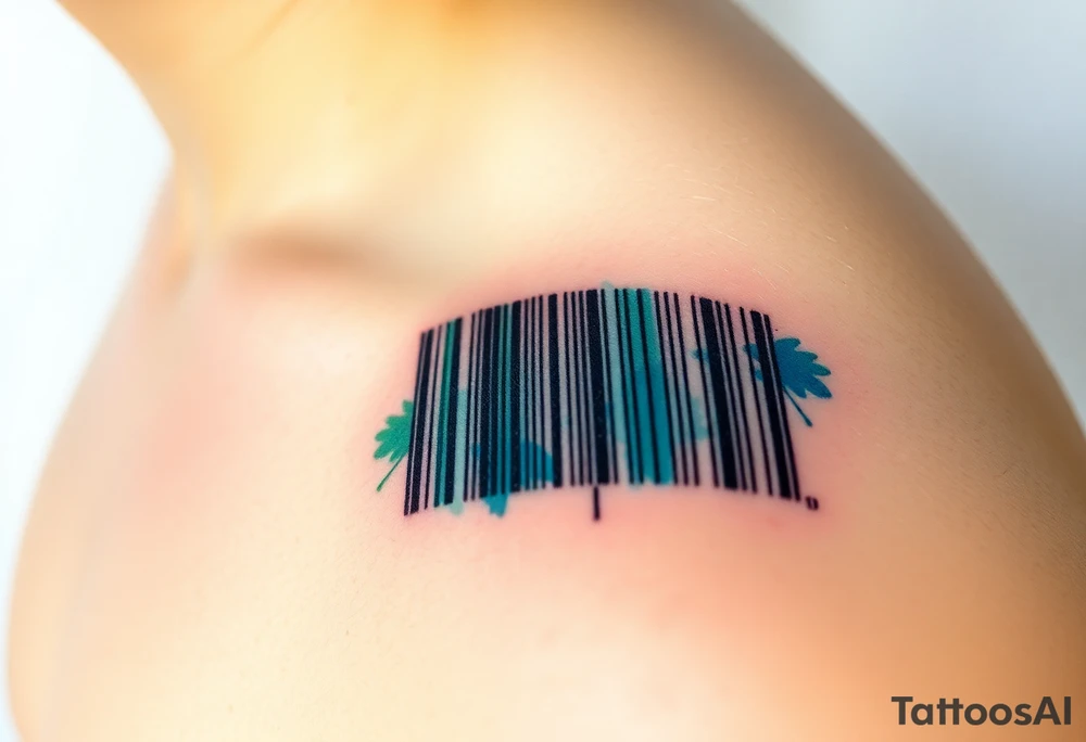 A barcode where the lines glitch and distort at the edges, symbolizing a love that breaks traditional codes. tattoo idea