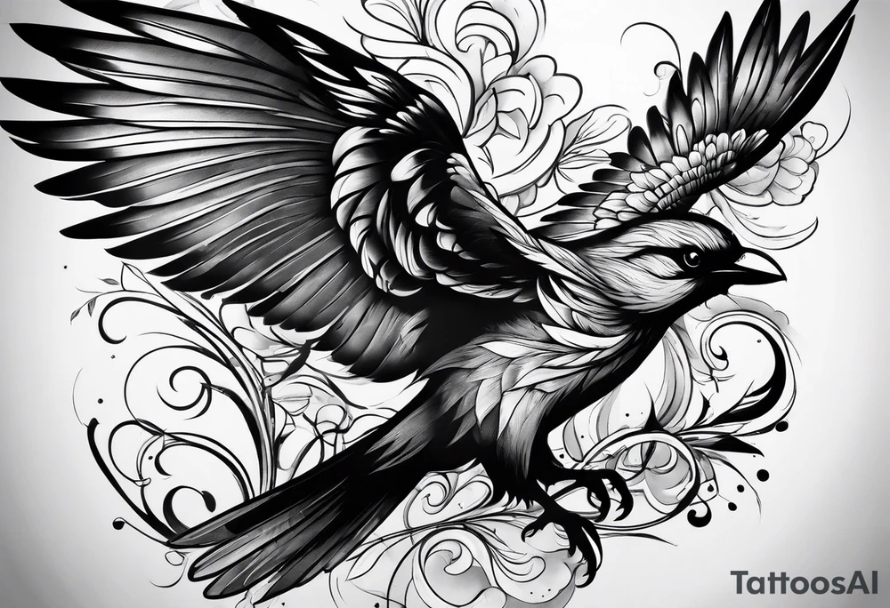 Shadow birds half sleeve tattoo idea
