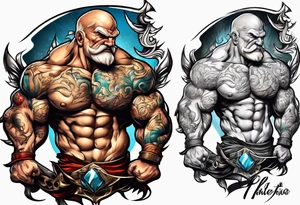 Old bodybuilder monster tattoo idea