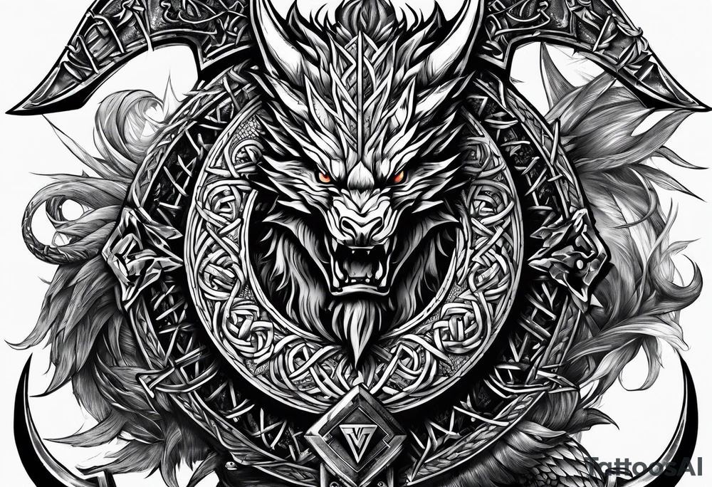 Valhalla sword chain barbed wire
dragon axe Valknut tattoo idea Valhalla sword chain barbed wire
dragon axe Valknut tattoo idea