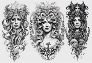 Greek Medusa mythology sleeve tattoo idea