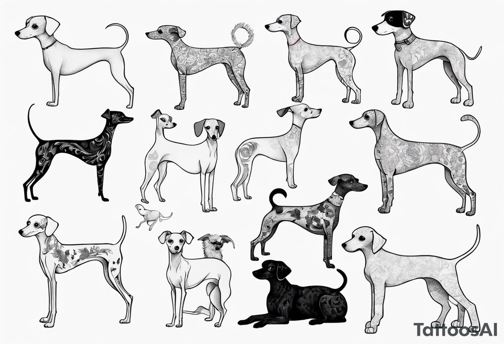 Italian greyhound and poodle together tattoo idea
