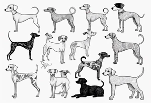 Italian greyhound and poodle together tattoo idea