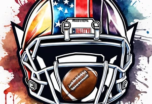 Cross American football with watercolor background tattoo idea