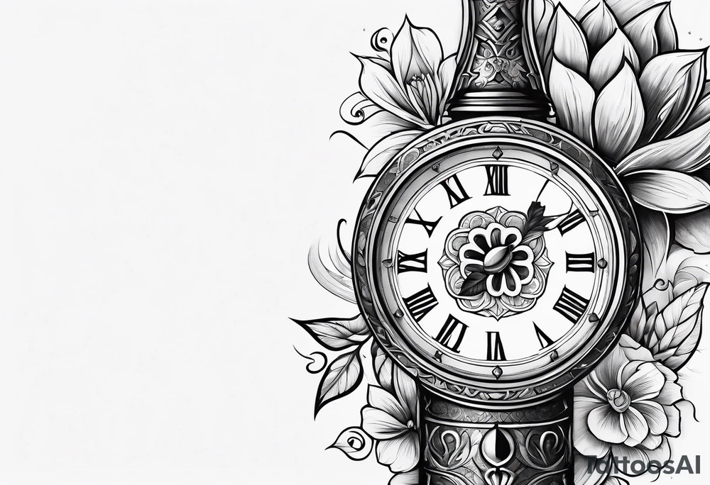 Dagger with hourglass handle and flower blade tattoo idea Dagger with hourglass handle and flower blade tattoo idea