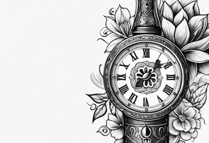 Dagger with hourglass handle and flower blade tattoo idea