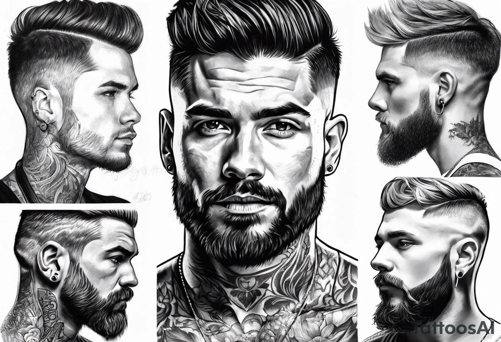 Tattoo artist very short hair man tattoo idea