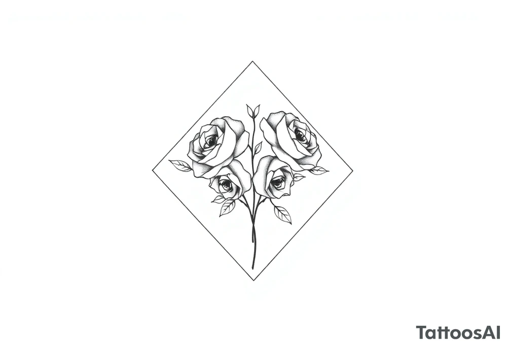 Small Roses in a diamond shape tattoo idea