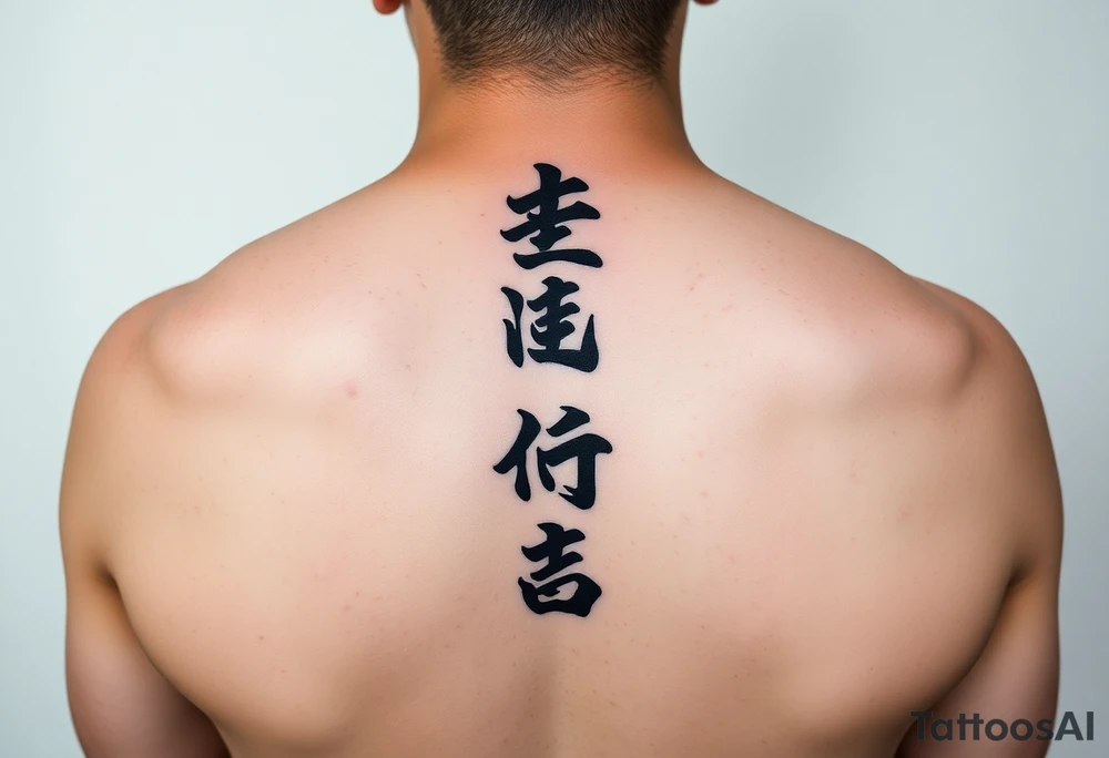 Unique Clean, modern wu wei, vertical tattoo idea