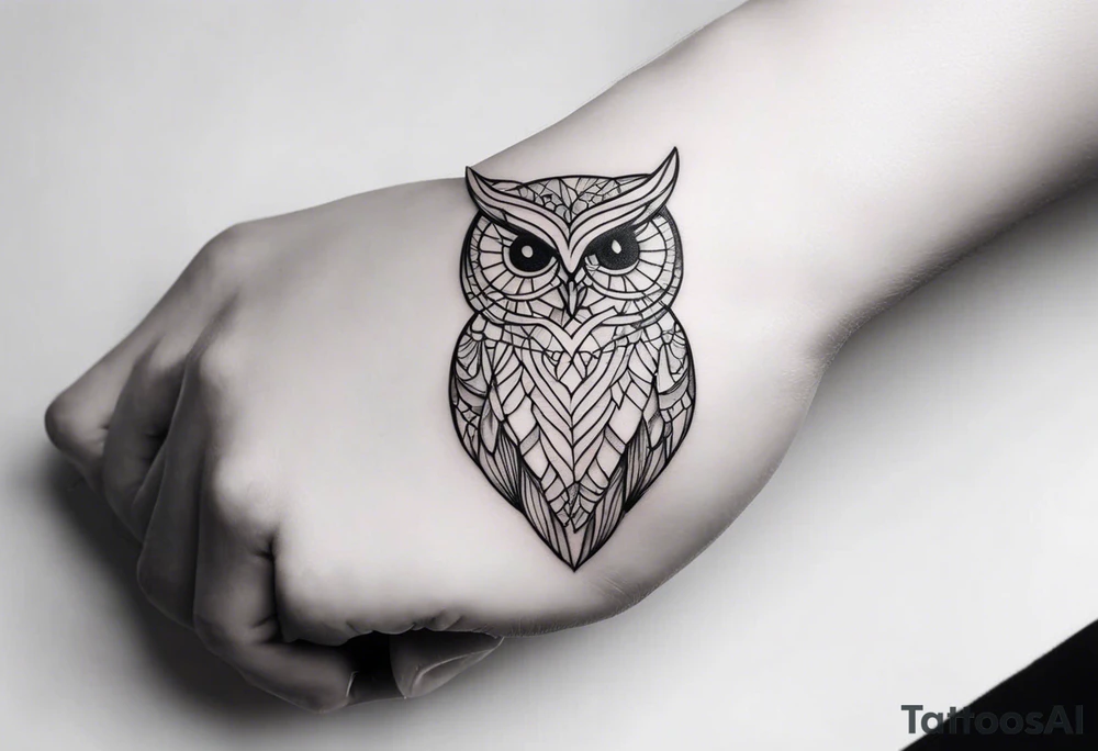 a long unique small feminine leaftattoo with owl on the wrist tattoo idea