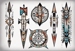 arrow and roman numerals tattoo idea