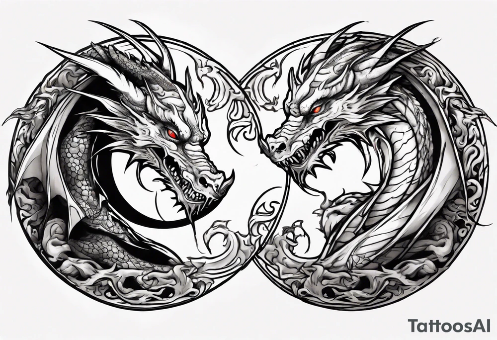 Dragons Creating Yin Yang tattoo idea