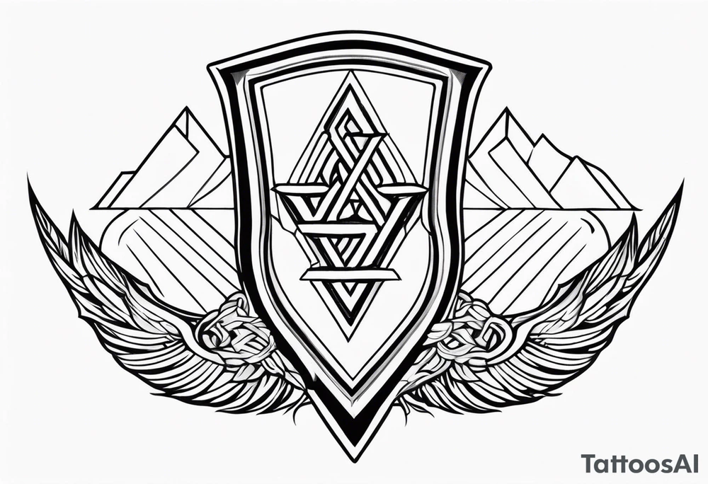 Valhalla sword shield axe Valknut tattoo idea