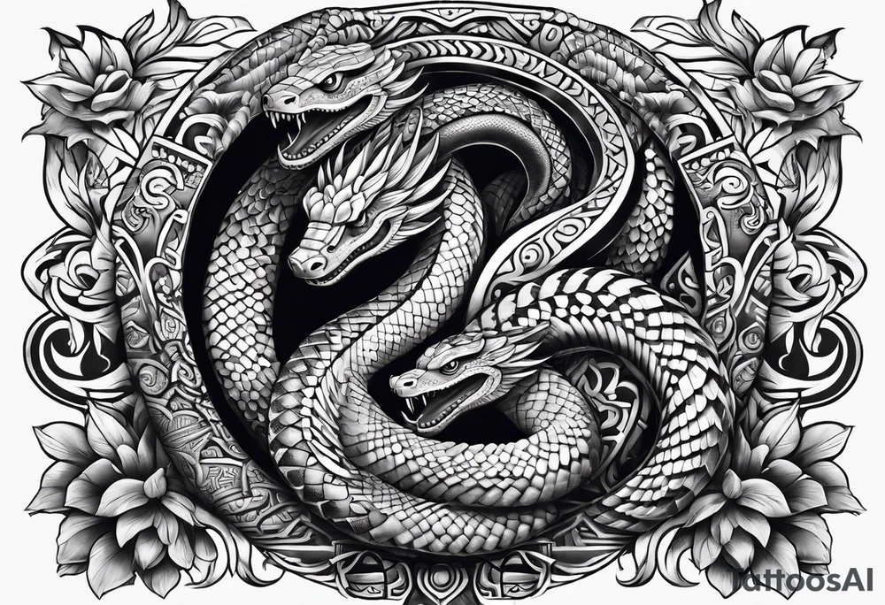 aztec snake sleeve tattoo idea