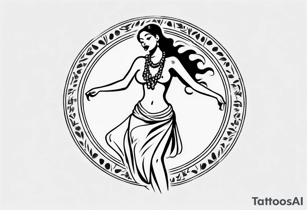 Old School Tattoo Style, Hula Girl dancing, full body, white background --no skin tattoo idea