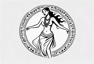 Old School Tattoo Style, Hula Girl dancing, full body, white background --no skin tattoo idea