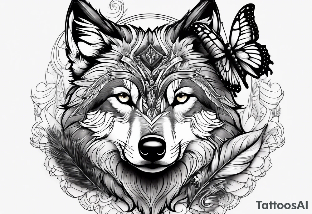 Wolf pup, peacock feather, butterfly,, hummingbird tattoo idea Wolf pup, peacock feather, butterfly,, hummingbird tattoo idea