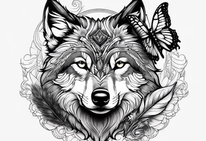 Wolf pup, peacock feather, butterfly,, hummingbird tattoo idea