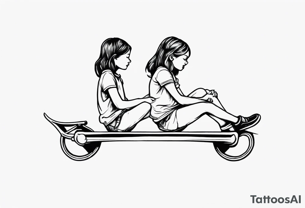 Two girls on a teeter totter tattoo idea
