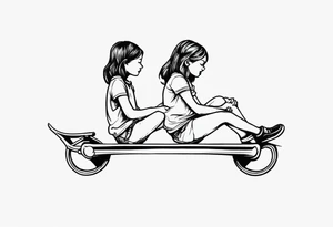 Two girls on a teeter totter tattoo idea