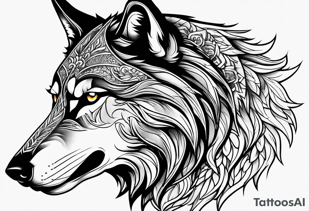 Slavic wolf tattoo idea