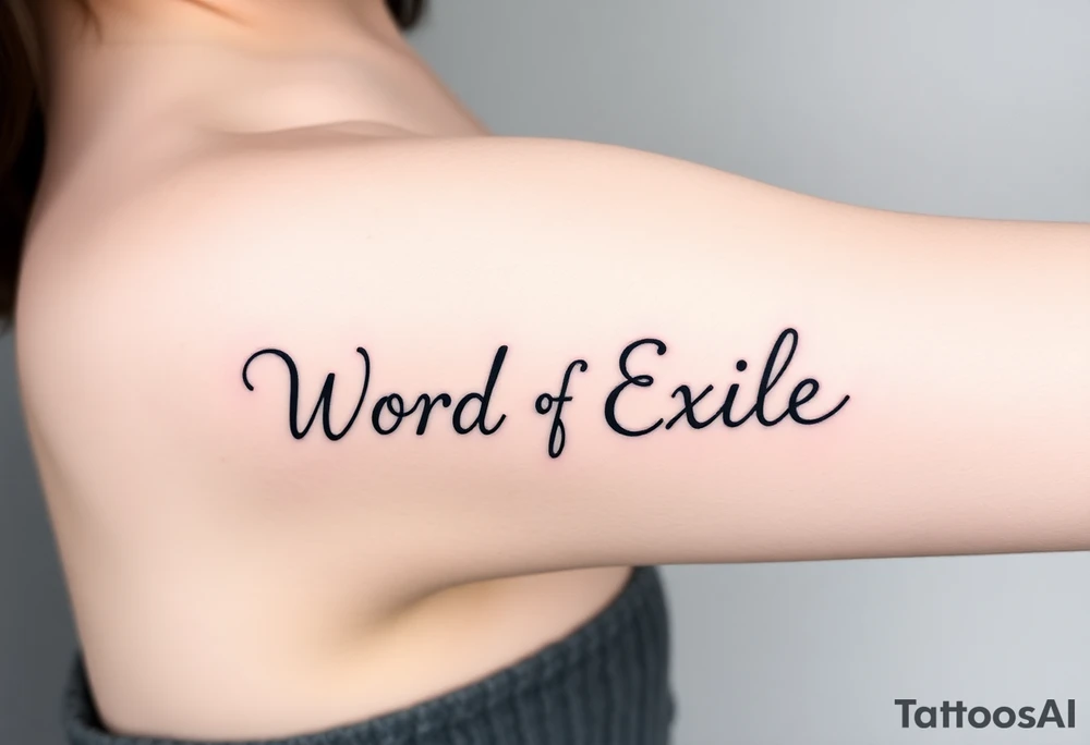 Word "Exile" in font IM Fell DW Pica tattoo idea