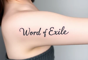 Word "Exile" in font IM Fell DW Pica tattoo idea