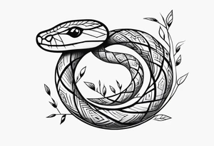 snake coiled around a branch tattoo idea