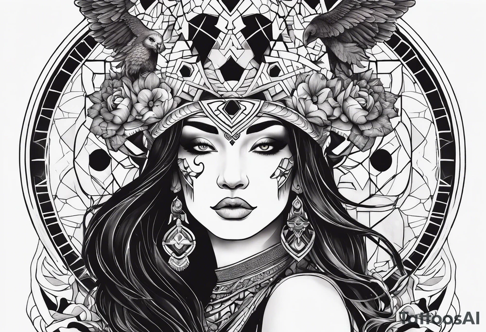 kali ma, alien goddess, valkrye, aries, pirate, divine feminine, zenza resonance, pachamama, lotus azul, blank panther, eagle, skull, 5D, nueva gaya, dna 12 tattoo idea