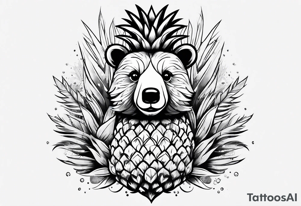 Cute pineapple bear tattoo idea