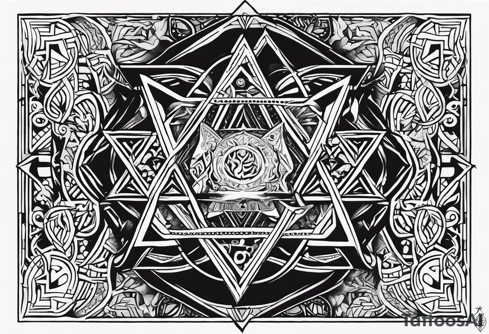 Its a pagan charm of the tetragrammaton to represent powerful the connection God is to Rebecca Sierra as a chosen one designed by God himself with female flair and simple tattoo idea