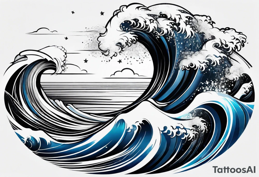 Waves sea beach sky for whole arm sleeve tattoo idea
