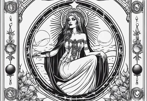 High priestess skeleton moon tarot card tattoo idea