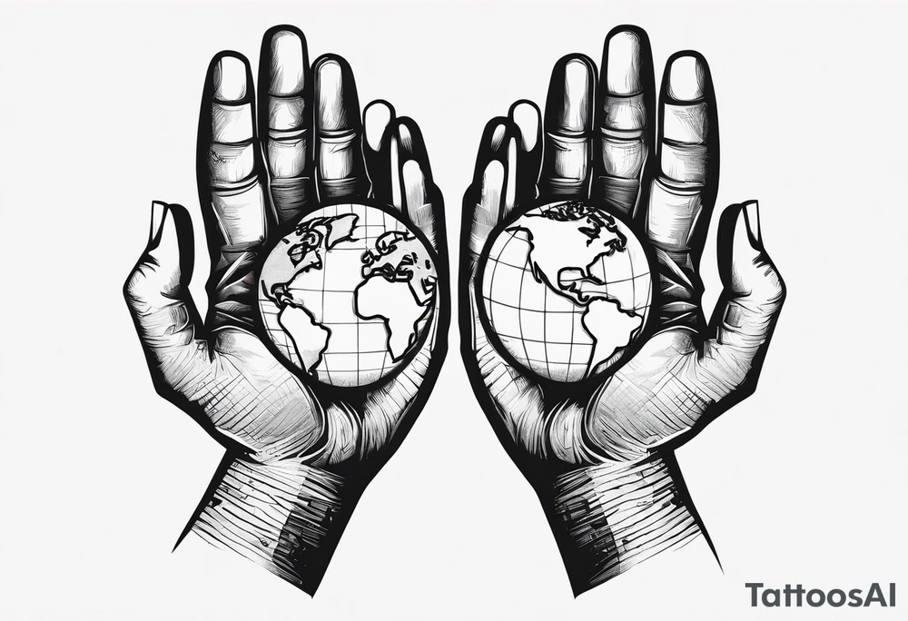Strong hands holding the earth tattoo idea