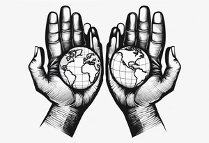 Strong hands holding the earth tattoo idea