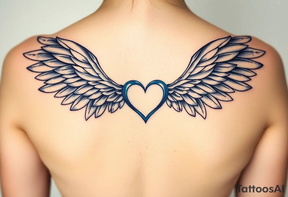 Angel wings, blue, heart, love tattoo idea