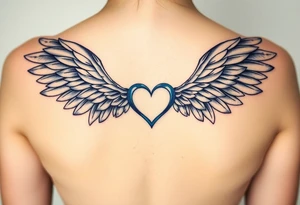Angel wings, blue, heart, love tattoo idea