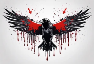 dead raven spreading wings and dripped in blood tattoo idea