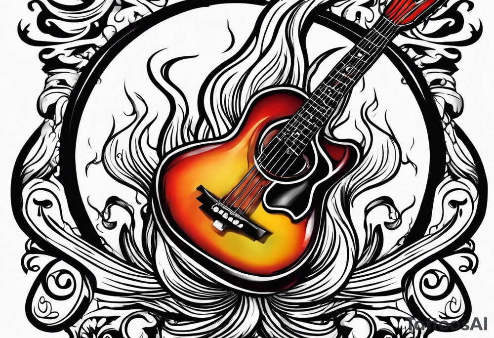Music on fire tattoo idea