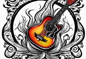 Music on fire tattoo idea