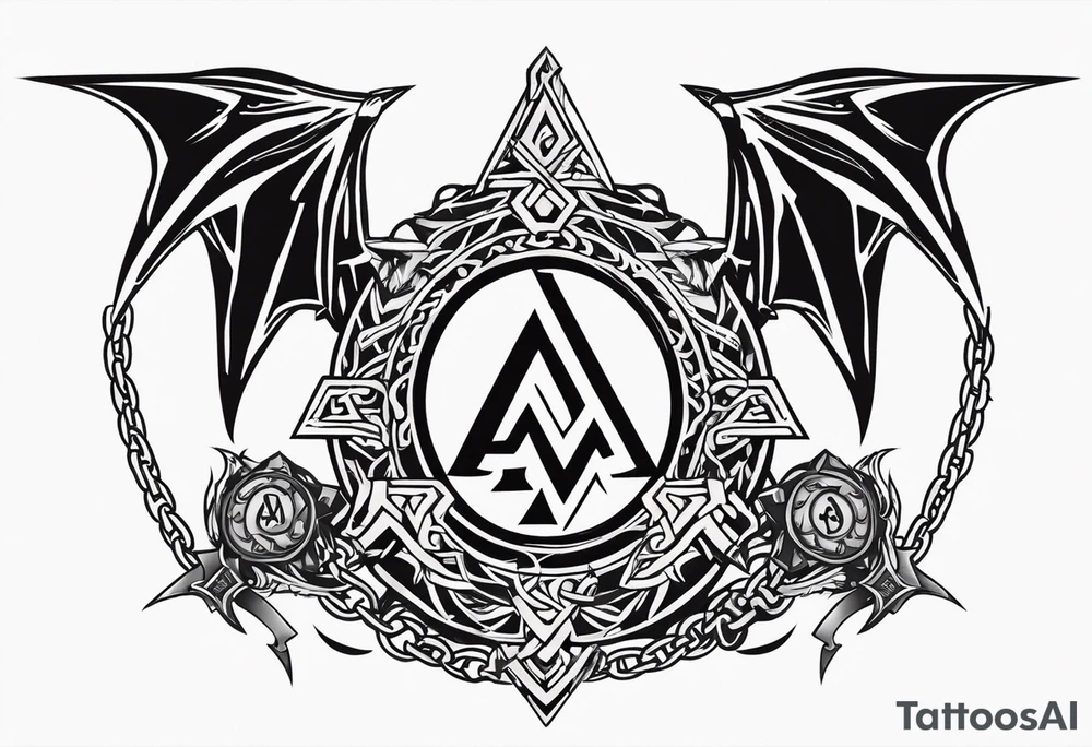 Valhalla sword shield dragon axe Valknut barbed wire chains tribal tattoo idea Valhalla sword shield dragon axe Valknut barbed wire chains tribal tattoo idea