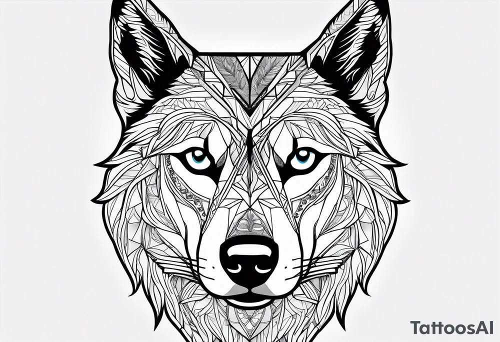 serious looking Siberian Husky 50/50 tattoo idea