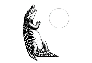 can I have the gator positioned vertically to the left of the sun with the sun on the right . the gator should have its full body tattoo idea