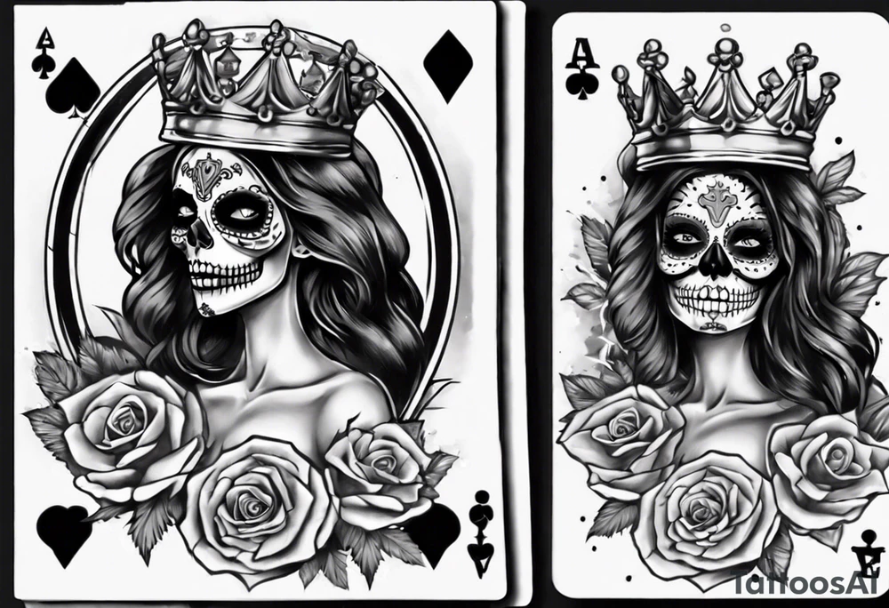 santa la muerta with money and crown
on the card tattoo idea
