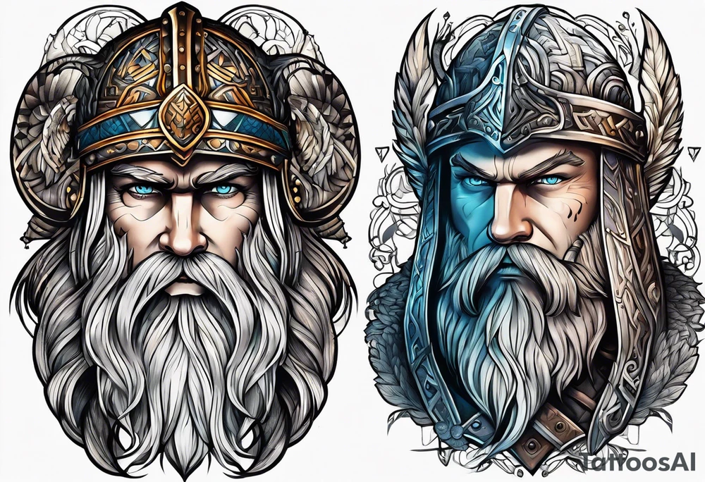 Norwegian Viking traveling to Valhalla tattoo idea